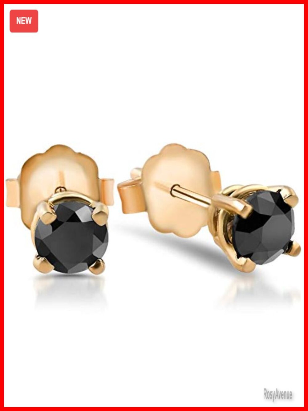 1/2 Ct Black Diamond Stud Earrings in 14K White Or Yellow Gold Basket Setting